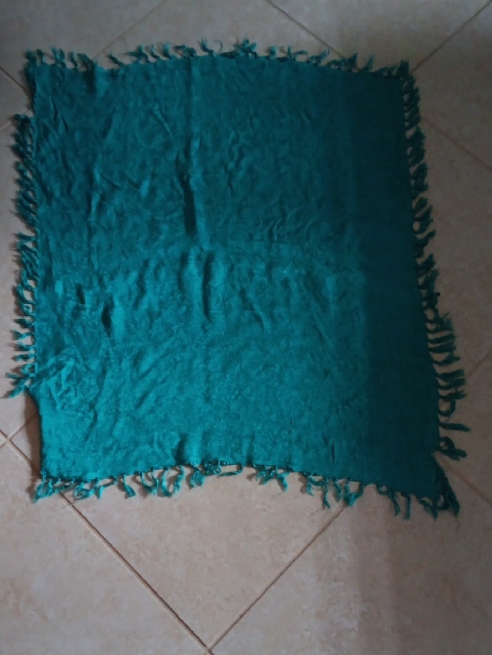Teal Fringe Wrap Scarf - Versatile Women’s Accessory.From The 1960s! - Picture 6 of 7